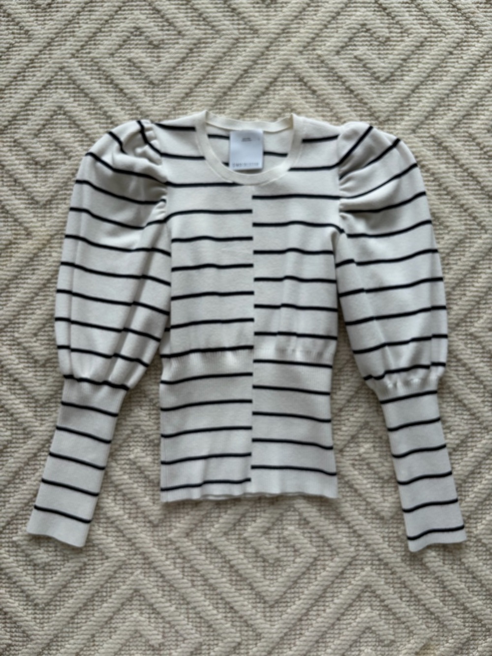 C/MEO Collective Cream Knit Top with Navy Stripes